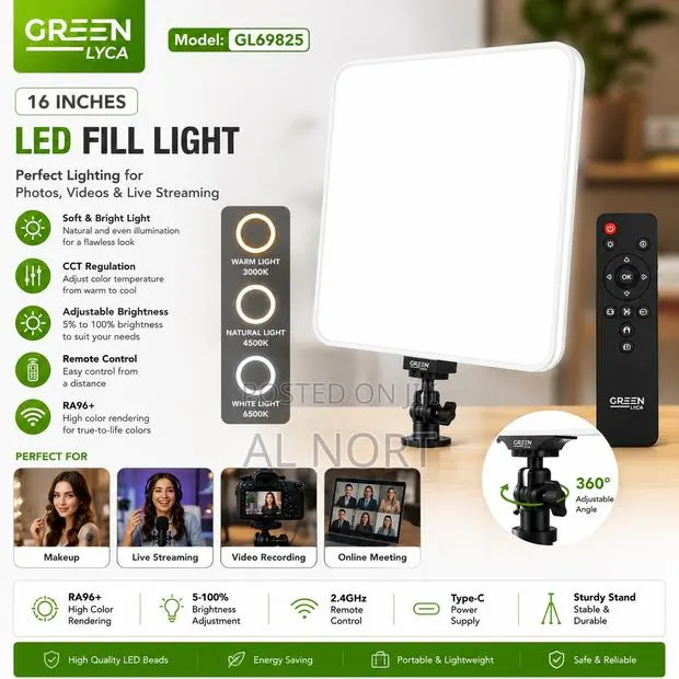 Green Lyca 19-Inch LED Fill Light – Adjustable CCT Brightness · Photo 1