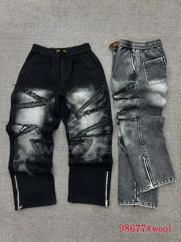 Men’S Black Baggy Cargo Denim Pants · Photo 1