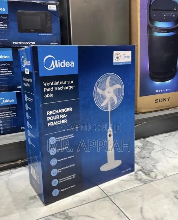Purchase Midea 18” Rechargeable Standing Fan W/9 Speed · Photo 1
