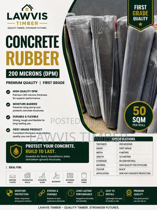Concrete Rubber (DPM) | 200 Microns | 50 M2 Roll | First Grade · Photo 1