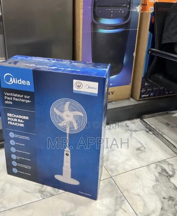 Premium Midea 18” Rechargeable Standing Fan With Led Light · Photo 1