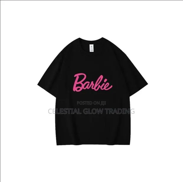 L Barbie Print Short‐Sleeve T‐Shirt – Casual Crew Neck Top · Photo 1