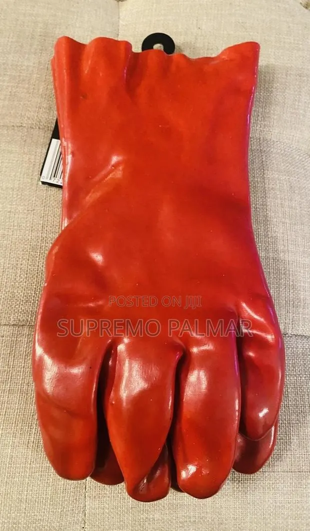 Red PVC Industrial Gloves – Heavy Duty With 100% Cotton Liner · Photo 1