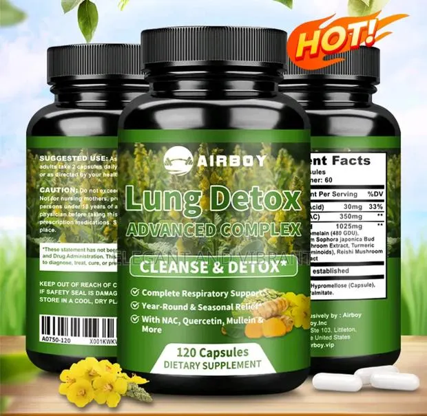 Lung Detox-Mullein Leaf,Bromelain,Quercetin,NAC,cough Lung Cleansing, · Photo 1