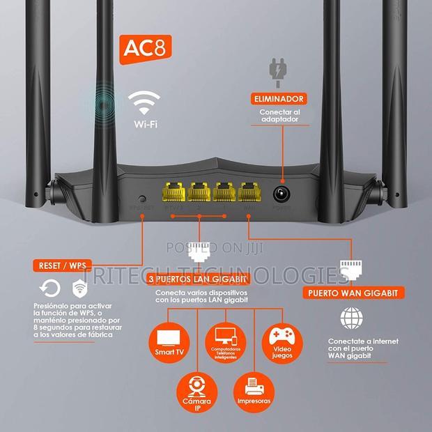 Tenda Ac8 Ac1200 Dual-Band Gigabit Wireless Router · Photo 2