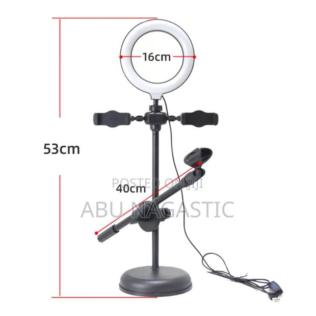 Dual Phone Clips Ring Light Mic Stand · Photo 2