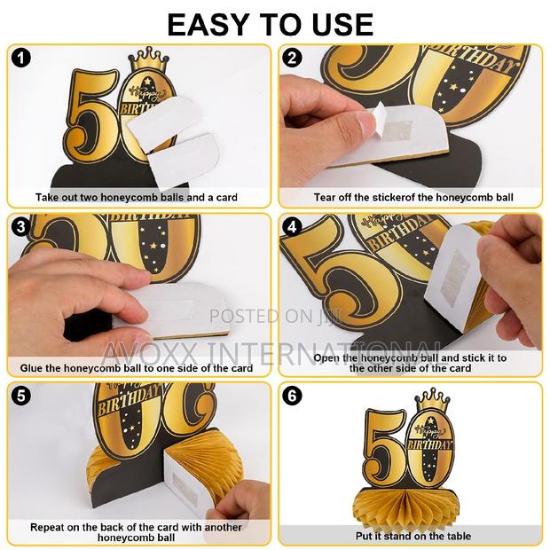 Qpout 8pcs 50th Birthday Decorations Honeycomb Centerpieces · Photo 4