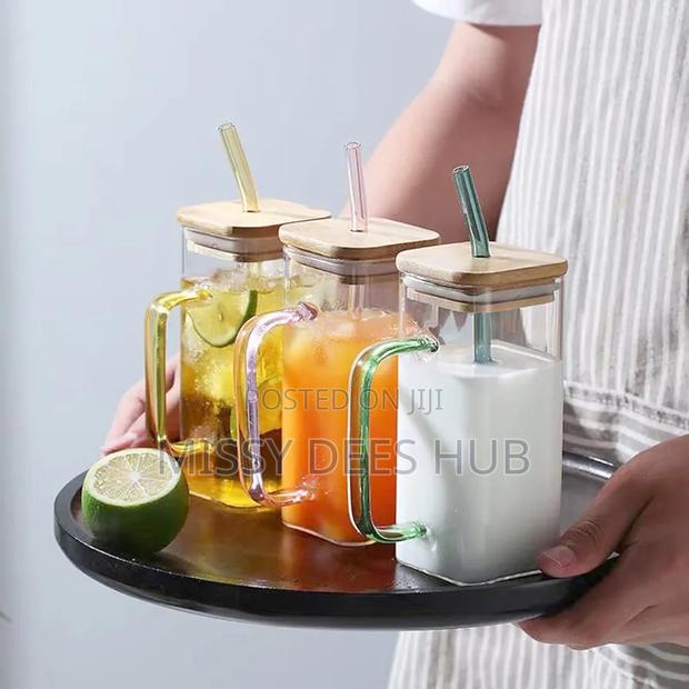 400ml Square Glass Cup With Bamboo Cover · Photo 1