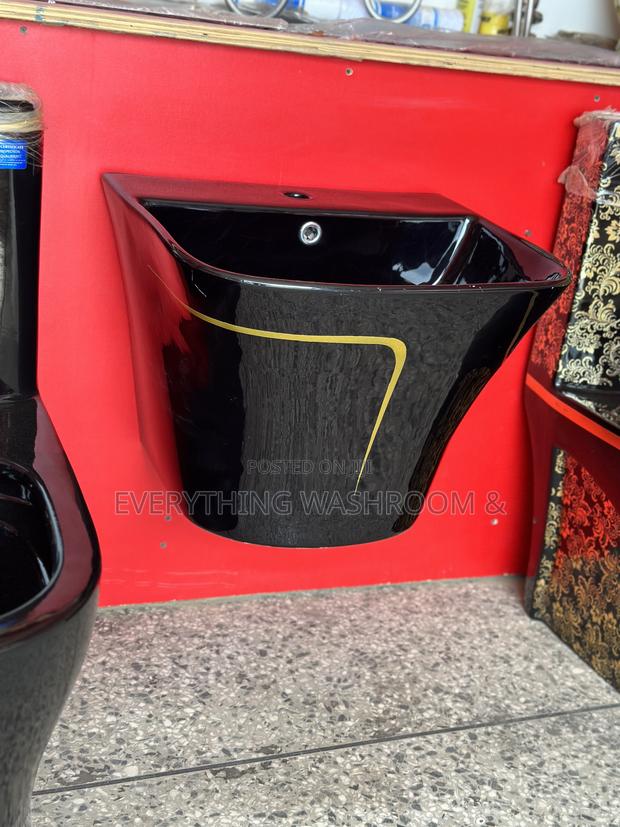 Black and Gold Wc Wall Hung Basin Set_masterbed Wc Set · Photo 3