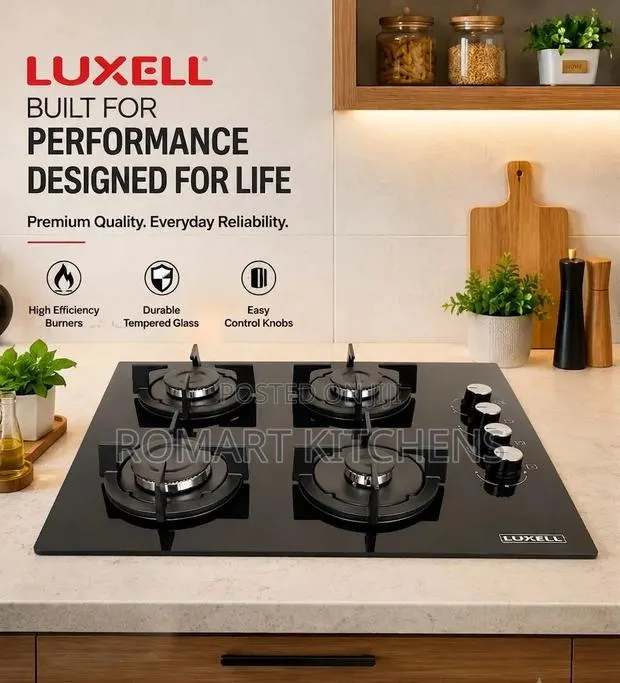 Luxell 4 Burner Inbuilt Glass Cooktop. With Auto Ignition Switch · Photo 1