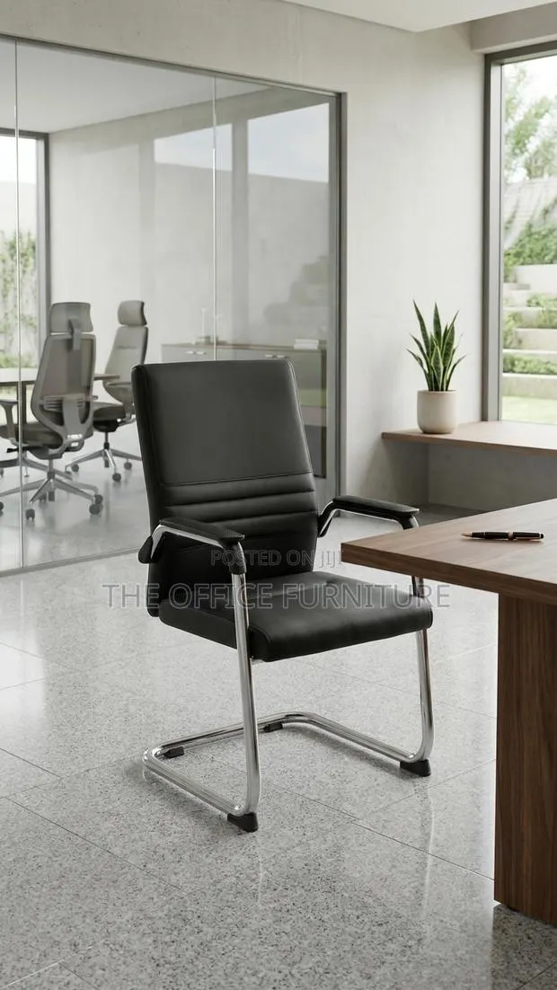 Black Leather Office Visitor Chair · Photo 1