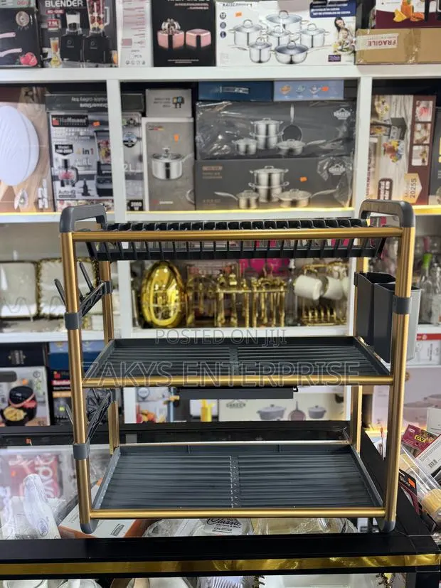 3 Tier Luxury Anti Rust Gold Metal Dish Rack · Photo 1