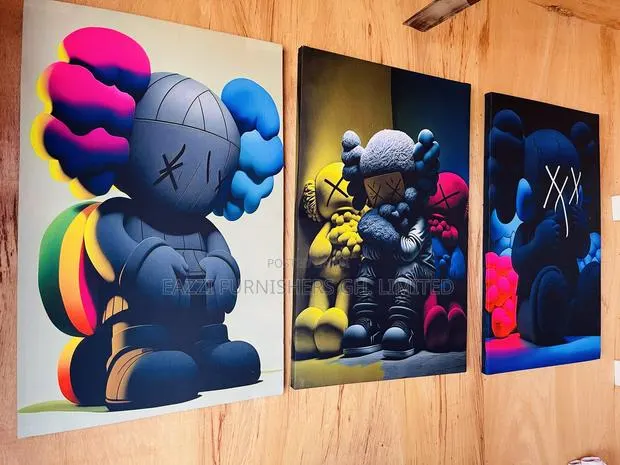 Real Cloth Canvas 3 Piece Sets Kaws Pop Majesty Canvas Frame · Photo 1