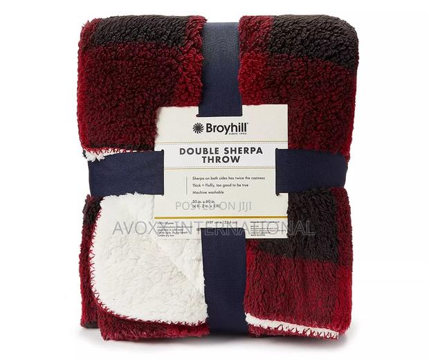 Broyhill Red Plaid Sherpa Throw, (50" X 60") · Photo 1