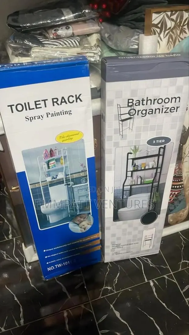Durable Toilet Rack Black or White · Photo 1