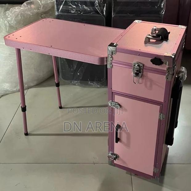 Rolling Makeup Train Case With Manicure Table, 4 Drawers,S · Photo 1