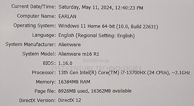 Laptop Dell Alienware M16 R1 16GB Intel Core I7 SSD 512GB · Photo 6