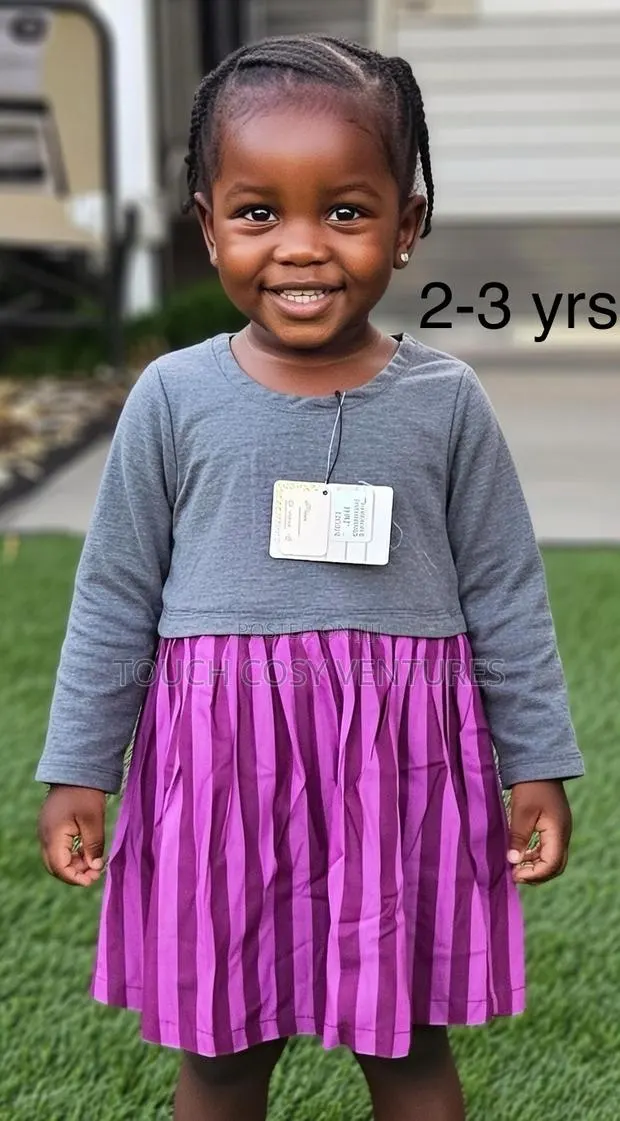 Grey Purple Pleated Party Dress (2–3 Yrs)” · Photo 1