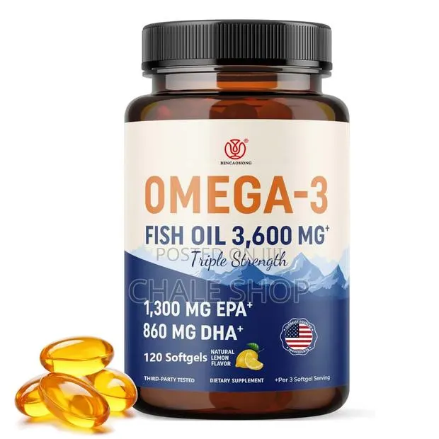 (High EPA/DHA) Omega-3 Fish Oil 3600mg – 120 Lemon Softgels · Photo 1