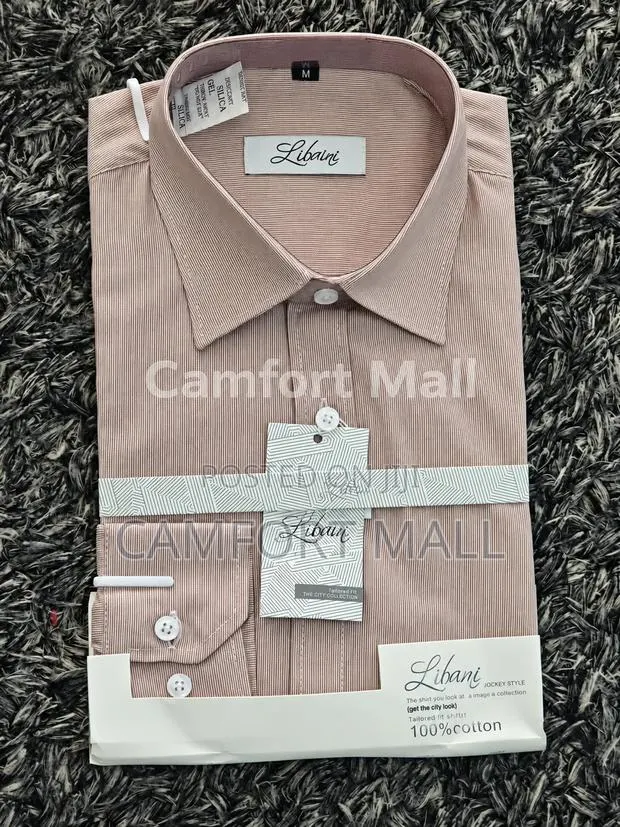 Men's Long-Sleeve Striped and Plain Cotton Shirts · Photo 1