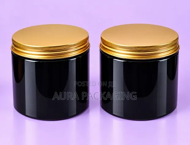 Black Tall PET Jar 500ml With Gold Lid · Photo 1