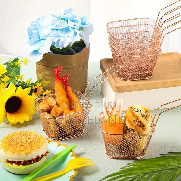 12 Mini Square Fry Basket Metal French Fries Chips Holder · Photo 1