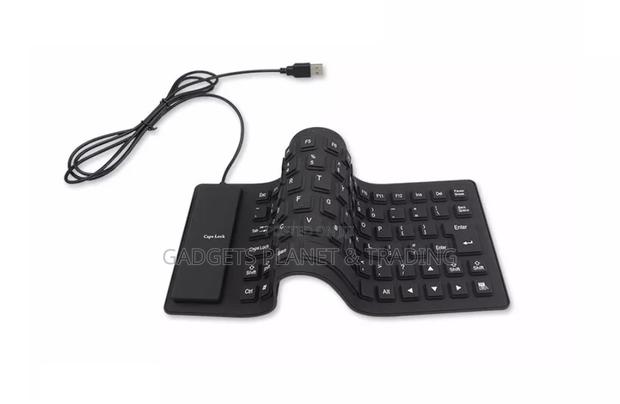 Waterproof Silicone Foldable USB Keyboard Full Size - Black · Photo 1