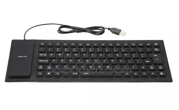 Waterproof Silicone Foldable USB Keyboard Full Size - Black · Photo 2