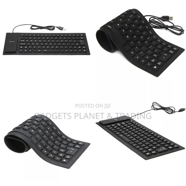 Waterproof Silicone Foldable USB Keyboard Full Size - Black · Photo 6