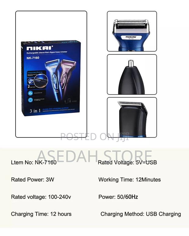 Smart 3 in 1 Hair Trimmer - 3W - Black/Blue · Photo 2