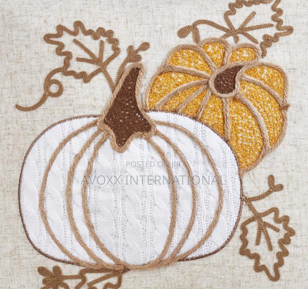 Appliqué Knit Pumpkin Poly Filled Throw Pillow, 16", Natural · Photo 3