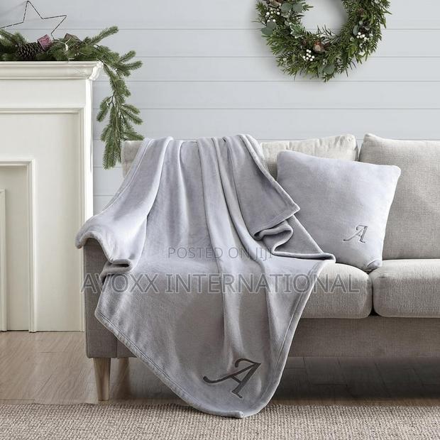Exquisite Monogram Embroidered Throw Blanket 50" X 60" - T · Photo 1