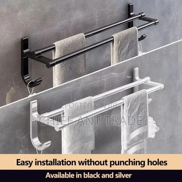 Double Towel Rack. Silver Towel Rail. Gj602s · Photo 3