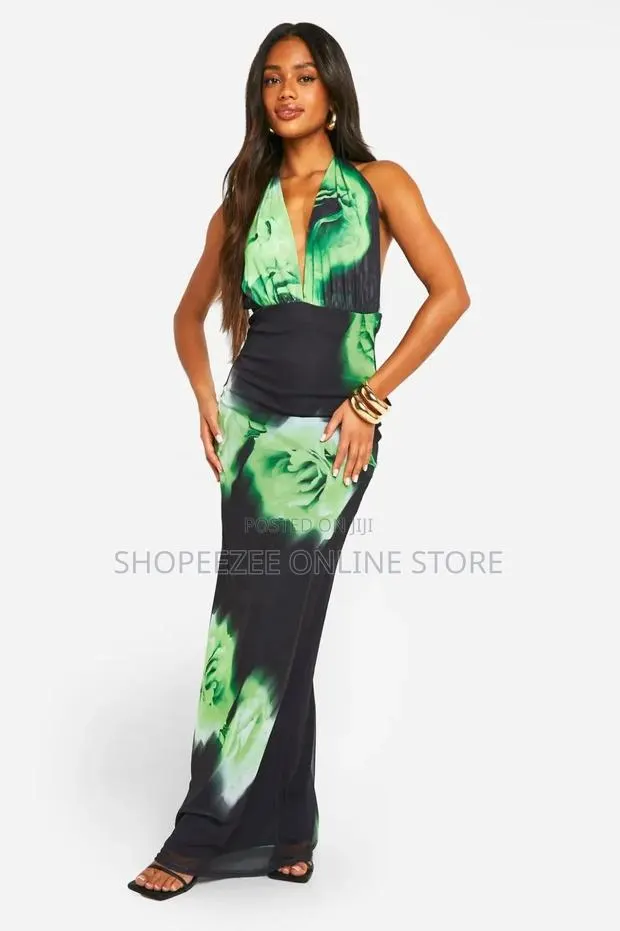 Floral Mesh Plunge Maxi Dress · Photo 1