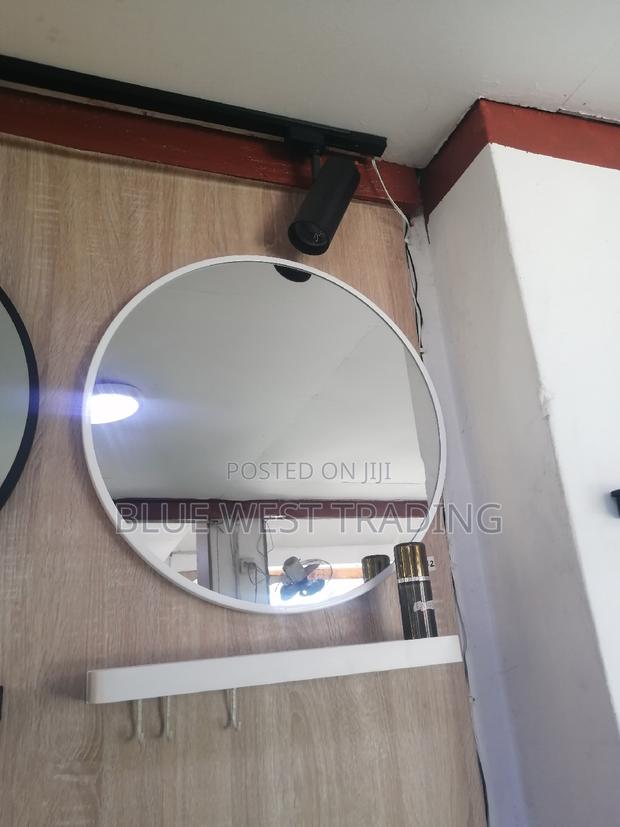 Decorative Round Miror With Shelves (White) · Photo 1