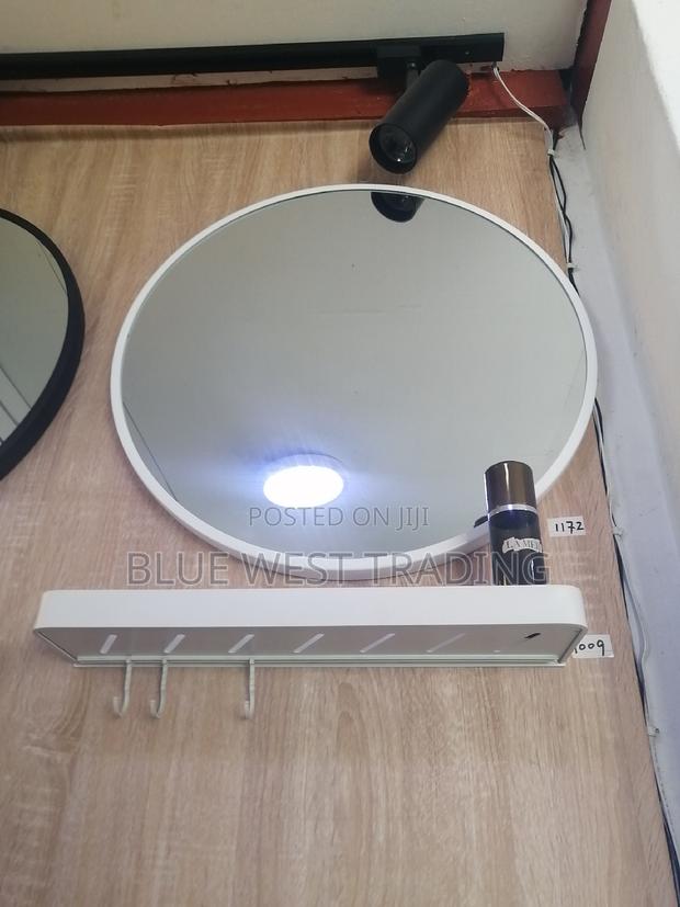 Decorative Round Miror With Shelves (White) · Photo 3