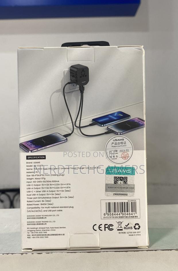 USAMS T59 Universal Travel Adapter Charger Socket Converter · Photo 2