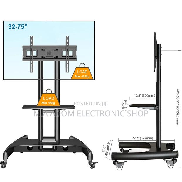 Mobile Tv Stand With Wheels DVD Self Suitable Tv Up to 75” · Photo 1