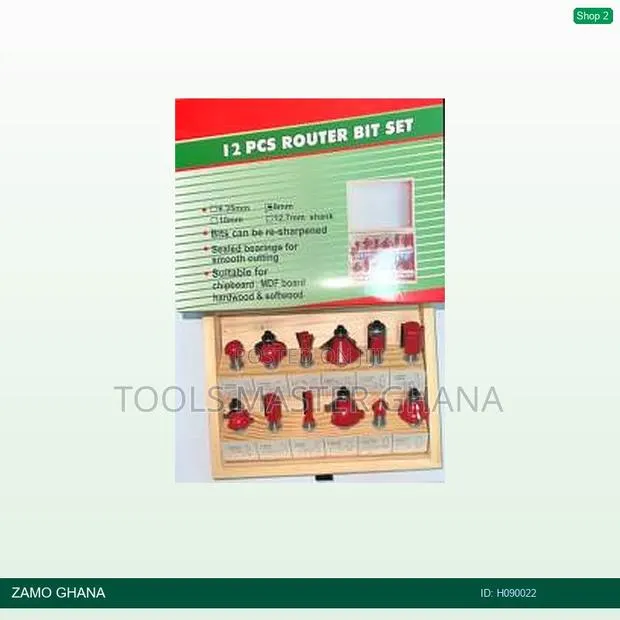 Router Bit Set 12pcs 8mm Green Pack - H090022 · Photo 1