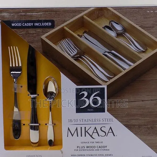 Mikasa Hamilton 36pieces 18/10 Stainless Steel + Wood Caddy · Photo 1