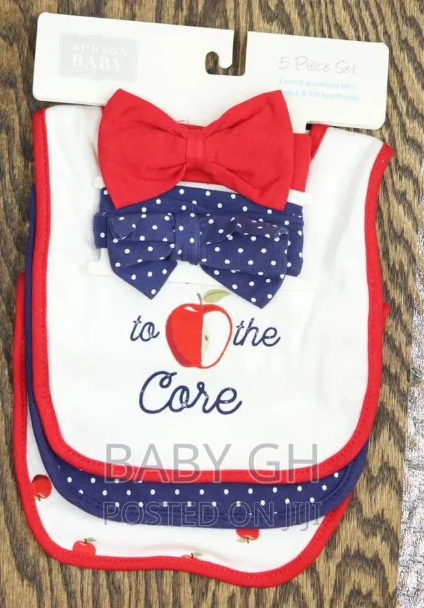 Hudson Baby 5 Piece Set. Three Bibs and 2 Headbands · Photo 1