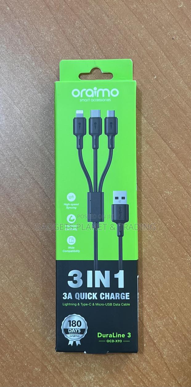 Oraimo 3in1 3a Quick Charge Data Cable Duraline 3/ Ocd-X93 · Photo 5