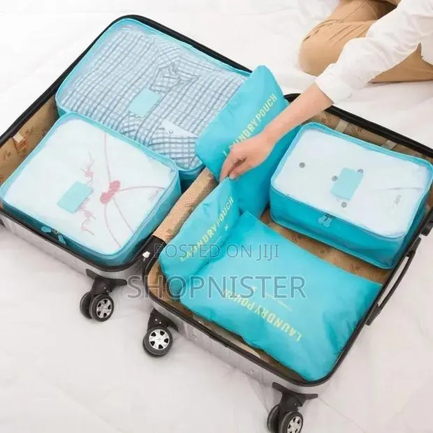 6 PCS Travel Storage Bag Set for Clothes Pouch Baby Blue · Photo 1