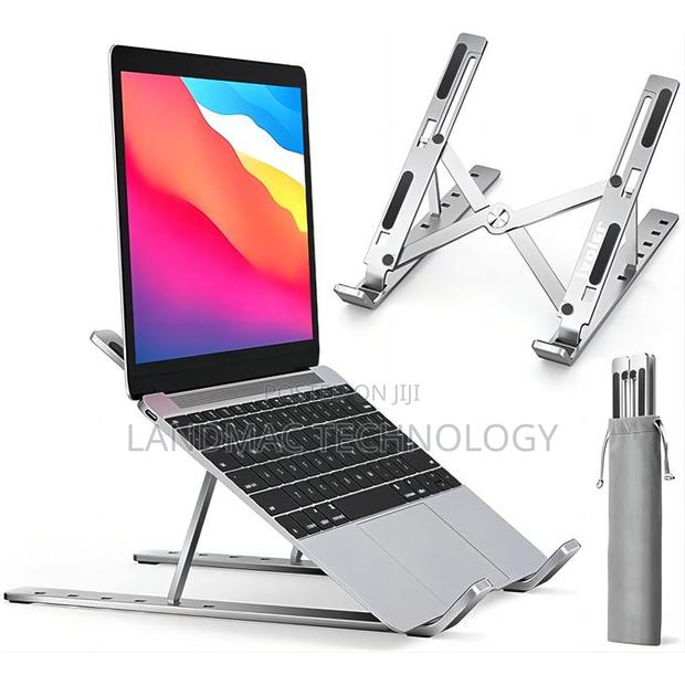 Metal Foldable Adjustable Stand Holder For Laptop Silver · Photo 1