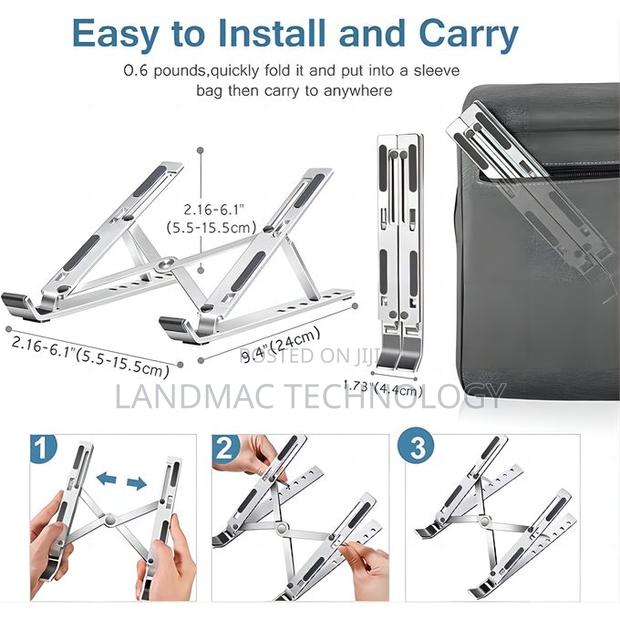 Metal Foldable Adjustable Stand Holder For Laptop Silver · Photo 3