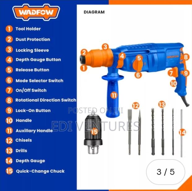 Wadfow 800W Rotary Hammer - Two Chucks Wrh1d26-2 · Photo 6