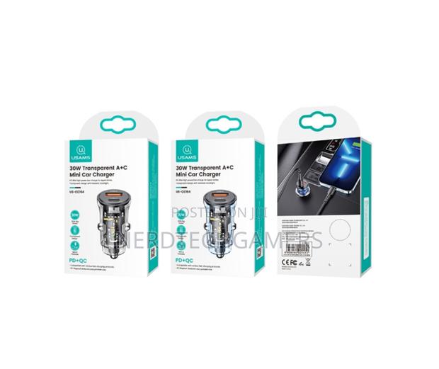 USAMS US-CC164 30W Transparent Dual Port Mini Car Charger · Photo 3