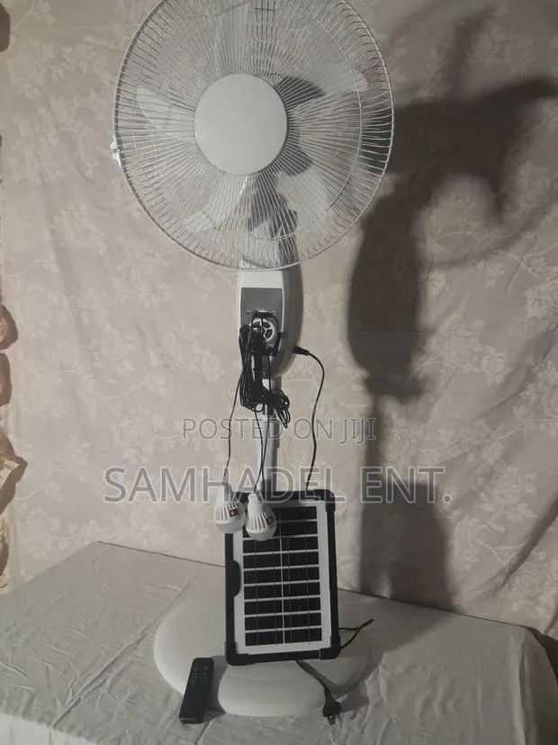 Rechargeable Solar/Electric Fan With Lights and Power Bank · Photo 1