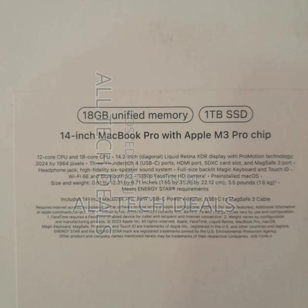 New Laptop Apple MacBook Pro 18GB Apple M3 Pro SSD 1T · Photo 1