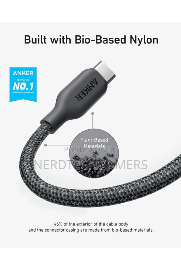 Anker USB C to C Cable (240W, 3 Ft), Bio-Braided Fast Charge · Photo 3